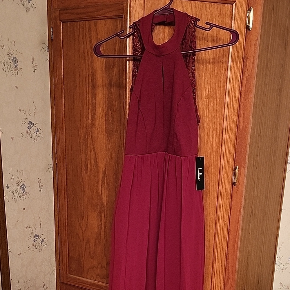 Lulu's Burgandy Tiered Halter Sundress